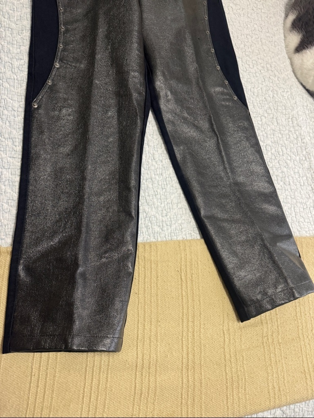 VINTAGE ROUGH RIDER Faux Leather Front Paneled Pants - Picture 5 of 10